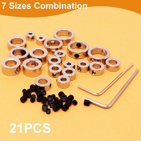 Drill Bit Stop Collar Set, 21 Pieces of Drill Stop Collar Set Woodworking Ring Locator with Wrench (1/8",1/4",5/32",3/16",5/16",3/8",1/2") in Kuwait