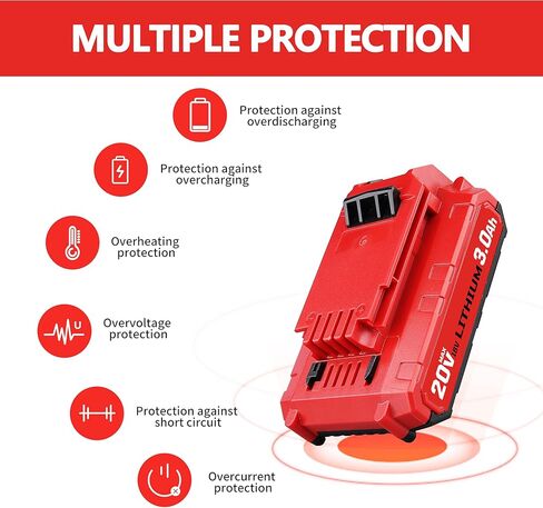 2 حزمة 3.0Ah 20V MAX PCC680L استبدال البطارية لكابل بورتر 20 فولت، متوافق مع كابل بورتر 20 فولت أدوات كهربائية PCC601B PCC641B PCC660B PCC670B in Kuwait