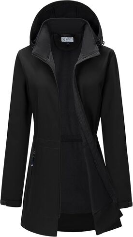 33,000ft Women's Waterproof Softshell Long Rain Jacket with Hood Fleece Lined Windproof Windbreaker in Saudi Arabia