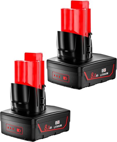 2 حزمة 12 فولت 8.0 أمبير استبدال لبطارية ميلووكي M12 48-11-2440 48-11-2412 متوافقة مع أدوات كهربائية ميلووكي 12 فولت in Kuwait