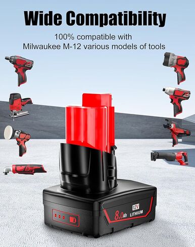 2 حزمة 12 فولت 8.0 أمبير استبدال لبطارية ميلووكي M12 48-11-2440 48-11-2412 متوافقة مع أدوات كهربائية ميلووكي 12 فولت in Kuwait