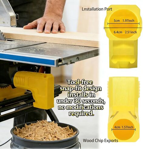 Table Saw Dust Collection Adapter, 2.5 Inch Snap-On Dust Collector Connector, Tool-Free Sliding Saw Dust Hose Adapter for Table Saw Accessories in Kuwait
