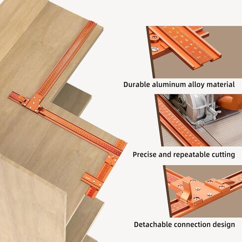Imbot 50“Track Saw Guide Rail Kit，Aluminum Alloy Guide Rail Connection Kit， 90° Angle Precise Panel Cutting，Achieve Straight & Cross Cuts With Portable Circular Saw Accessories in Kuwait