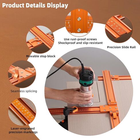 Imbot 50“Track Saw Guide Rail Kit，Aluminum Alloy Guide Rail Connection Kit， 90° Angle Precise Panel Cutting，Achieve Straight & Cross Cuts With Portable Circular Saw Accessories in Kuwait