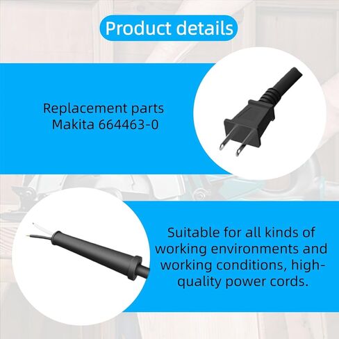 9.8FT 664463-0 Replacement Power Cord for Makita Circular Saw Polishing and Sanding Machine Heavy Duty Tool Power Cord for Makita Power Tool Replacement Component Accessories in Kuwait
