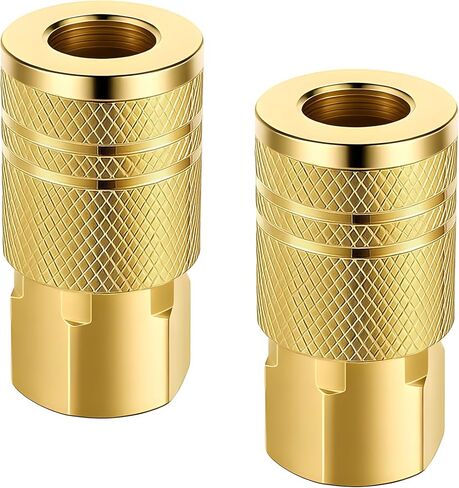 2 Pack 1/4 Inch Brass Female Industrial Air Coupler Quick Connect, 1/4 Npt Quick Connect Air Hose Fittings Npt Female Industrial Couplers for Auto Shop Compressor Hose Repair Kit in Kuwait