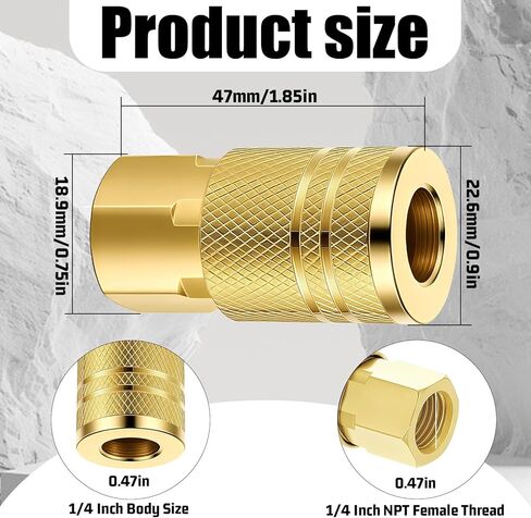 2 Pack 1/4 Inch Brass Female Industrial Air Coupler Quick Connect, 1/4 Npt Quick Connect Air Hose Fittings Npt Female Industrial Couplers for Auto Shop Compressor Hose Repair Kit in Kuwait