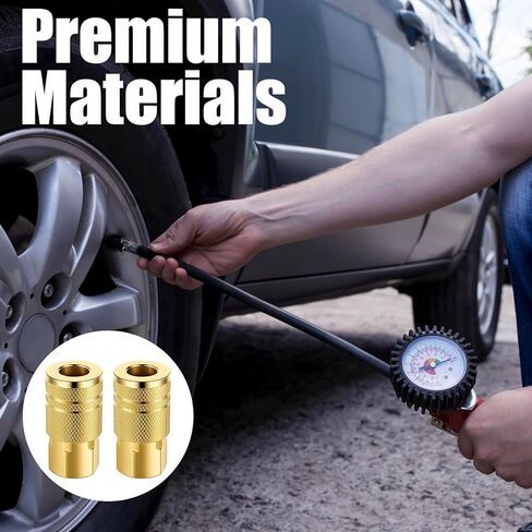 2 Pack 1/4 Inch Brass Female Industrial Air Coupler Quick Connect, 1/4 Npt Quick Connect Air Hose Fittings Npt Female Industrial Couplers for Auto Shop Compressor Hose Repair Kit in Kuwait