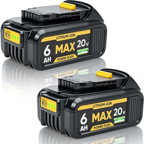 2Pack 6Ah Battery Replacement for Dewalt 20V Max Battery, Compatible for All Dewalt 20V Cordless Power Tools & Chagers, Cells, Ideal Replacement Batteries for DCB206/205/204/203/201 in Kuwait