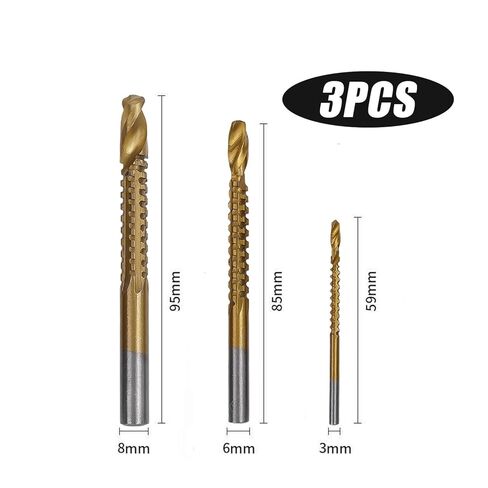3Pcs HSS Twist Drill Bits Set 3-8mm Serrated Grooving Cutting Tap Spiral Saw Wood Metal Plastic Hole Saw Titanium Drill Tools in Saudi Arabia