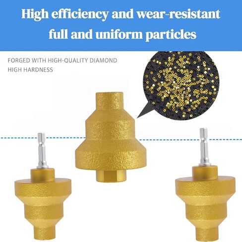 2Pcs Diamond Step Drill Bit Set 20mm 35mm 50mm with M10 Thread, Fit for Angle Grinder and Drill, Hole Opener Chamfer Polish Countersink for Tile Concrete Marble Granite Stone in Kuwait