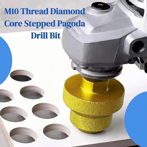 2Pcs Diamond Step Drill Bit Set 20mm 35mm 50mm with M10 Thread, Fit for Angle Grinder and Drill, Hole Opener Chamfer Polish Countersink for Tile Concrete Marble Granite Stone in Kuwait