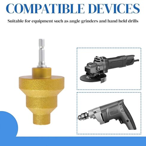 2Pcs Diamond Step Drill Bit Set 20mm 35mm 50mm with M10 Thread, Fit for Angle Grinder and Drill, Hole Opener Chamfer Polish Countersink for Tile Concrete Marble Granite Stone in Kuwait