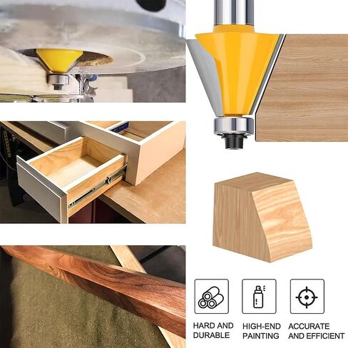 HUHAO 22.5 درجة لقمة توجيه الشطب والحواف المائلة، لقمة توجيه الشطب مائلة من الكربيد مع ساق 1/4 بوصة، طول القطع 1 بوصة، قاطعة طحن النجارة in Kuwait