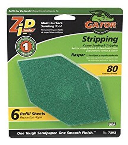 Gator Zip Sander 6 بوصة طول × 3 بوصة عرض 80 ورقة صنفرة من أكسيد الألومنيوم الخشن 6 قطع in Kuwait