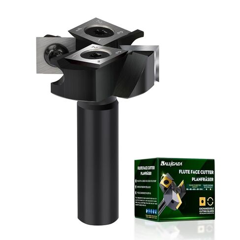 CNC Spoilboard Surfacing Router Bits 1/2'' Shank, 1-1/2'' Cutting Diameter 2+2 Knife Design Slab Flattening Router Bit CNC Router Flattening Bit Planers Woodworking Tools in Kuwait