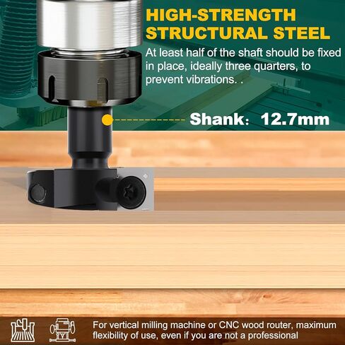 CNC Spoilboard Surfacing Router Bits 1/2'' Shank, 1-1/2'' Cutting Diameter 2+2 Knife Design Slab Flattening Router Bit CNC Router Flattening Bit Planers Woodworking Tools in Kuwait