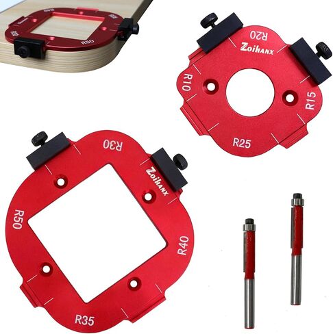 Router Templates and Jigs for Woodworking 2 Pcs,Bit Aluminum Alloy Radius Jig Router Templates with 2 Trim Bit,8-in-1 Arc Cutting Guide Set(R10-R50),Fits Trim, Handheld,and Table Routers(blue) in Saudi Arabia