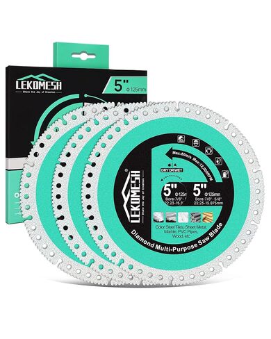 Diamond Brazed Multifunctional Saw Blade 3PCS - 5 Inch Diamond Blade for Grinder, High Durability Tile Saw Blade, Tile Grinder Blade for Metal, Marble, Ceramic Tile, PVC Wood, Dry Wet in Kuwait
