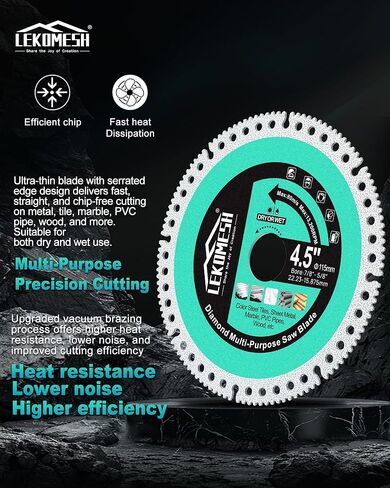 Diamond Brazed Multifunctional Saw Blade 3PCS - 5 Inch Diamond Blade for Grinder, High Durability Tile Saw Blade, Tile Grinder Blade for Metal, Marble, Ceramic Tile, PVC Wood, Dry Wet in Kuwait