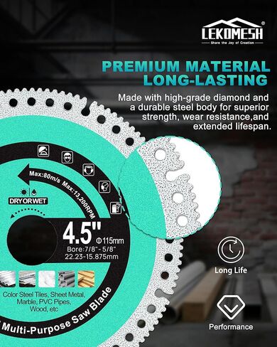 Diamond Brazed Multifunctional Saw Blade 3PCS - 5 Inch Diamond Blade for Grinder, High Durability Tile Saw Blade, Tile Grinder Blade for Metal, Marble, Ceramic Tile, PVC Wood, Dry Wet in Kuwait