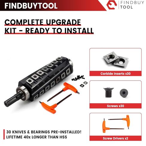 FINDBUYTOOL Premium Helical Cutterhead for Powermatic 54A 6" Jointer | Spiral Carbide Replacement Head with 30 Inserts | Smoother Cuts, 50% Less Noise, Zero Tear-Out in Kuwait