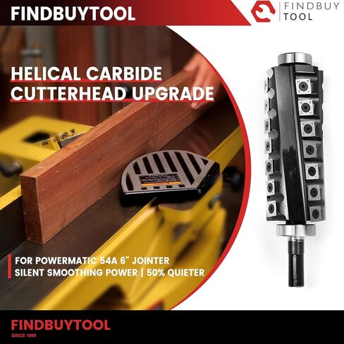 FINDBUYTOOL Premium Helical Cutterhead for Powermatic 54A 6" Jointer | Spiral Carbide Replacement Head with 30 Inserts | Smoother Cuts, 50% Less Noise, Zero Tear-Out in Kuwait