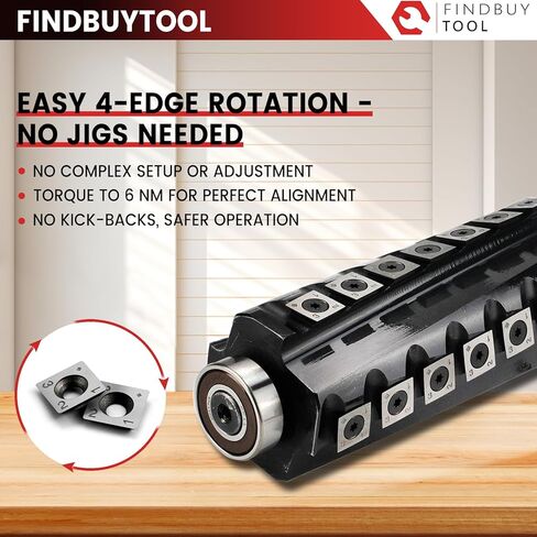 FINDBUYTOOL Premium Helical Cutterhead for Powermatic 54A 6" Jointer | Spiral Carbide Replacement Head with 30 Inserts | Smoother Cuts, 50% Less Noise, Zero Tear-Out in Kuwait