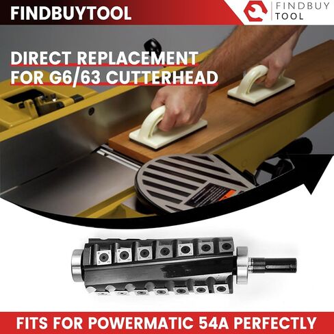 FINDBUYTOOL Premium Helical Cutterhead for Powermatic 54A 6" Jointer | Spiral Carbide Replacement Head with 30 Inserts | Smoother Cuts, 50% Less Noise, Zero Tear-Out in Kuwait