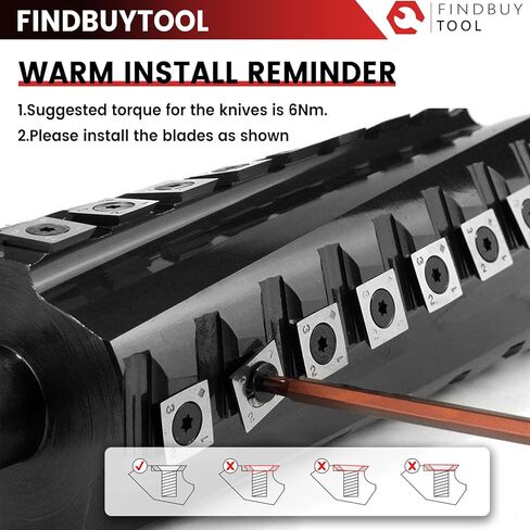 FINDBUYTOOL Premium Helical Cutterhead for Powermatic 54A 6" Jointer | Spiral Carbide Replacement Head with 30 Inserts | Smoother Cuts, 50% Less Noise, Zero Tear-Out in Kuwait