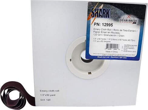 Shark 12995 لفة قماش صنفرة من أكسيد الألومنيوم مقاس 1.5 بوصة × 50 ياردة، 120 حبيبة in Kuwait