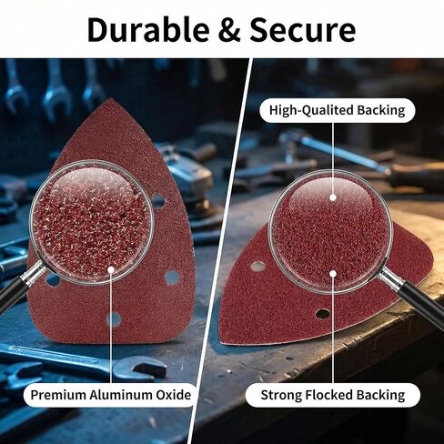 25-Pack 60 Grit Triangle Sandpaper, Pre-Punched Hook and Loop Pads for Detail Sanders, 3.54x5.51 Flocked Sanding Sheets for Wood Metal Auto Body in Kuwait