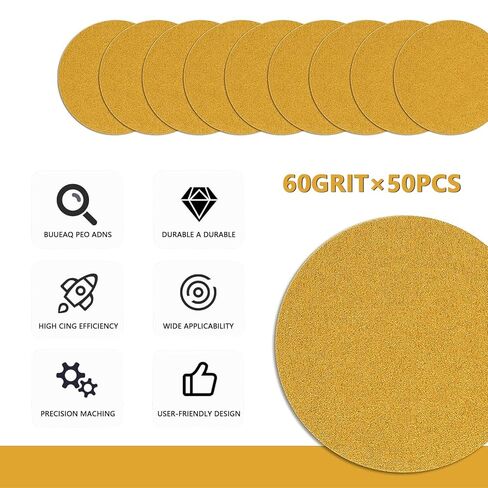 50 PCS 6-Inch Hook & Loop Sanding Discs Assorted Grit 80/150/240/320/600 – 10 Each, for Wood, Metal & Random Orbital Sander in Kuwait
