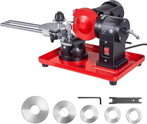 VEVOR Circular Saw Blade Sharpener, 370W 3590RPM Rotary Angle Mill Grinder Sharpening Machine with 5" Grinding Wheel & 6 Saw Centerings - Fits Φ3.2 to Φ27.5 Circular Saw Blades in Kuwait