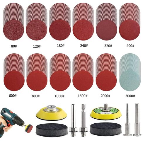 240pcs 2inch Sanding Discs Pad Variety Kit for Drill Grinder Rotary Tools Attachment with 2Pcs 1/8"&1/4" Shank Backer Plate, Sanding Pads Includes 80-3000 Grit in Kuwait