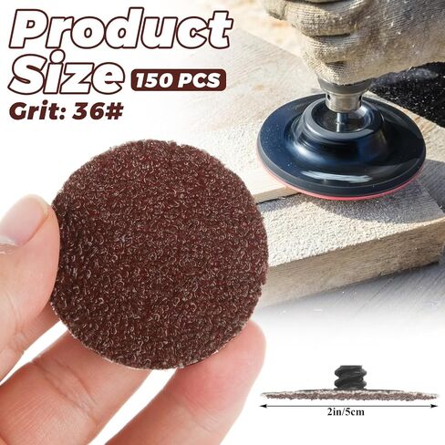 150 Pcs 2 Inch Sanding Discs - 36 Grit Surface Conditioning Disc - Medium Quick Change Disc Die Grinder Accessories for Surface Strip Grind Polish Burr Finish Rust Paint Removal in Kuwait