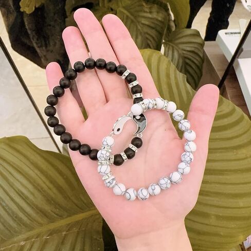 Volcanic white pine couple bracelet personality with glow-in-the-dark opal bracelet, heart than heart suitable for male and female friends holiday bracelet, enhance long-distance emotion anniversary Valentine's Day bracelet in Saudi Arabia