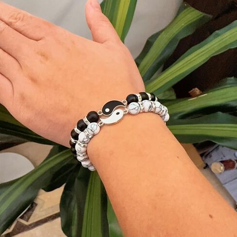 Volcanic white pine couple bracelet personality with glow-in-the-dark opal bracelet, heart than heart suitable for male and female friends holiday bracelet, enhance long-distance emotion anniversary Valentine's Day bracelet in Saudi Arabia