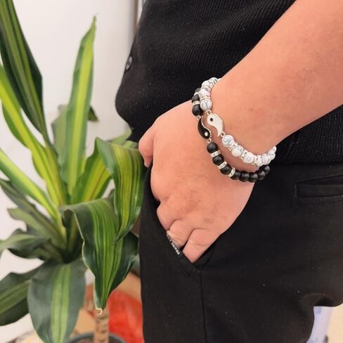 Volcanic white pine couple bracelet personality with glow-in-the-dark opal bracelet, heart than heart suitable for male and female friends holiday bracelet, enhance long-distance emotion anniversary Valentine's Day bracelet in Saudi Arabia