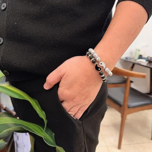 Volcanic white pine couple bracelet personality with glow-in-the-dark opal bracelet, heart than heart suitable for male and female friends holiday bracelet, enhance long-distance emotion anniversary Valentine's Day bracelet in Saudi Arabia