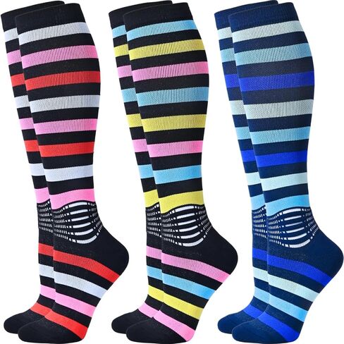 IRAMY Cotton Compression Socks Women Ankle Support Gradient Compression Wicking Moisture Knee High Socks 3 Packs in Saudi Arabia