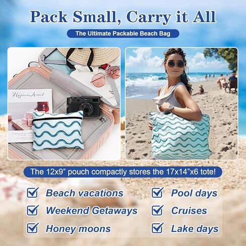 GZSXXTS Beach Bag Packable Travel Beach Bag Tote for Pool Lake Cruise Essentials for Women, Foldable Travel Bag for Women in Saudi Arabia