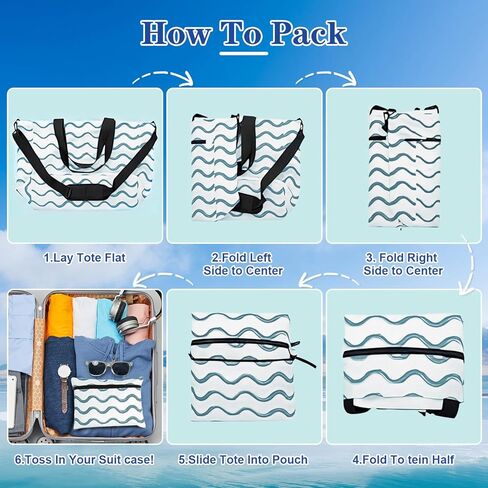 GZSXXTS Beach Bag Packable Travel Beach Bag Tote for Pool Lake Cruise Essentials for Women, Foldable Travel Bag for Women in Saudi Arabia