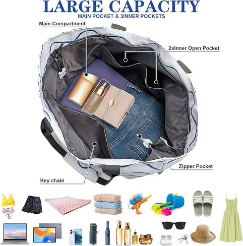 GZSXXTS Beach Bag Packable Travel Beach Bag Tote for Pool Lake Cruise Essentials for Women, Foldable Travel Bag for Women in Saudi Arabia