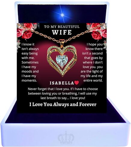 ANDREO 18k Rose Gold Heart Custom Name Forever Love Necklace Gift for wife, Gifts from Husband Anniversary, Birthday, Romantic in Saudi Arabia