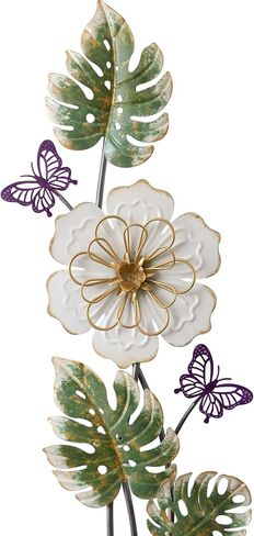 Sintosin Antique 3D Metal Flower Wall Decor 23 X 8 Inch, Hanging Metal Decorative Wall Art for Living Room, Vintage Leaves and Butterflies for Decoration Hallway Entryway Bedroom Dining Room in Saudi Arabia