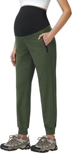 Foucome Women's Maternity Pants Quick Dry Zipper Pockets Athletic Joggers Casual Pregnancy Sweatpants in Saudi Arabia