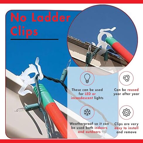 No Ladder 25 Count Clear Gutter and Shingle Clips by Dyno Seasonal Solutions - Each Box Decorates Up to 50' in Saudi Arabia