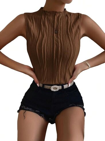 Women's Plain Textured Casual Tank Tops & Camis in Saudi Arabia