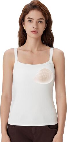 SUUKSESS Women Cotton Rib Padded Tank Tops Sleeveless Spaghetti Strap Square Neck Tops Summer Camisole Going Out Shirts in Saudi Arabia